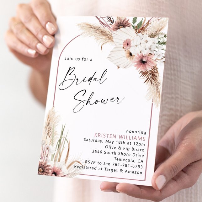 Invitación Mauve Boho Floral Bridal Shower (Subido por el creador)