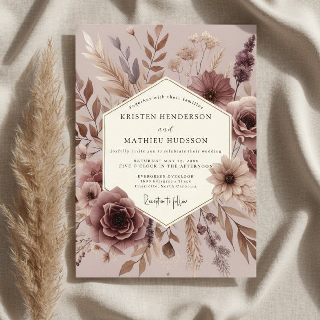 Invitación Mauve Botanical Autumn Wedding (Subido por el creador)