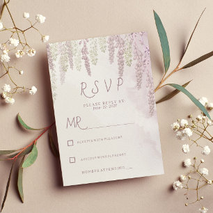 Invitación Mauve de campo de menta rosa verde floral RSVP