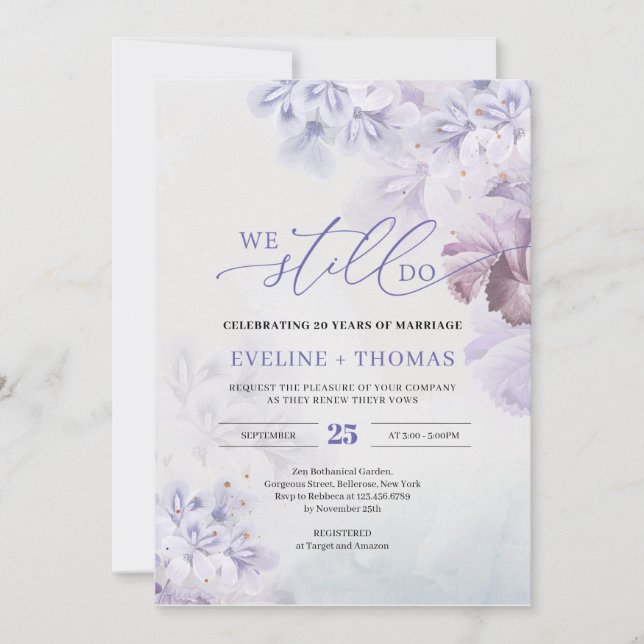 Invitación Mauve de flores violeta de primavera que aún hacem (Anverso)