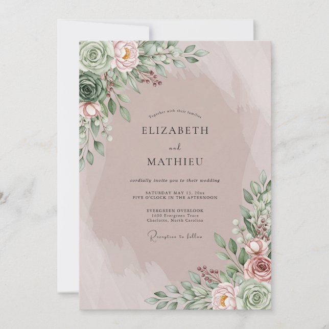 Invitación Mauve Dreamy Bohemian Wedding (Anverso)