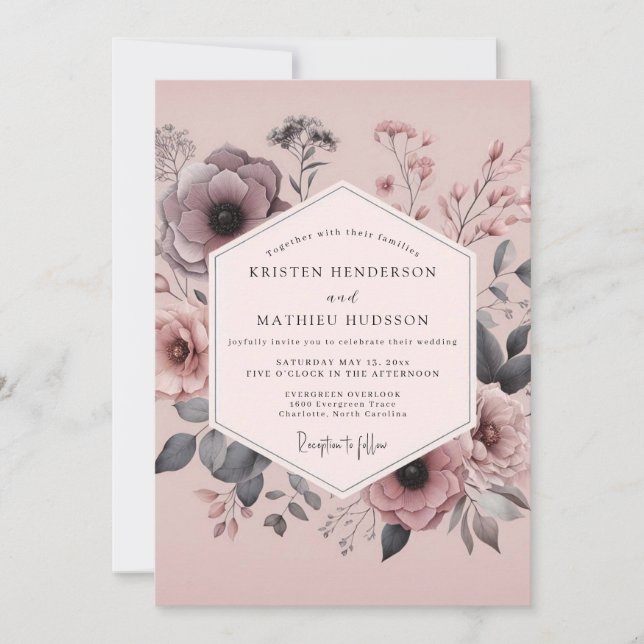 Invitación Mauve Duskbloom Wedding (Anverso)