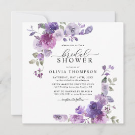 Invitación Mauve Dusty Lilac Morple Floral Brillante Ducha