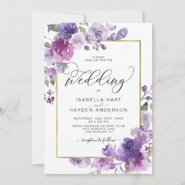 Invitación Mauve Dusty Purple Lilac Boda de Relieve metalizad