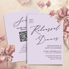 Invitación Mauve Elegant Script Prueba Cena Mínima QR