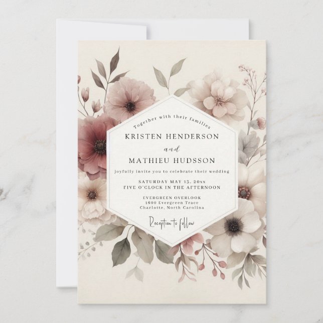 Invitación Mauve Ethereal Bloom Wedding (Anverso)