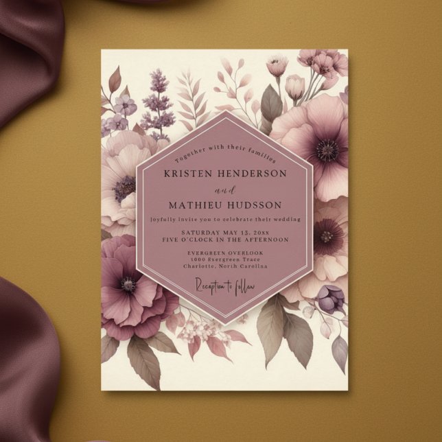 Invitación Mauve Ethereal Blossom Wedding (Subido por el creador)