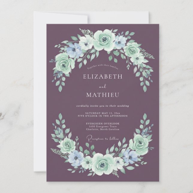 Invitación Mauve Exquisite Botanical Wedding (Anverso)