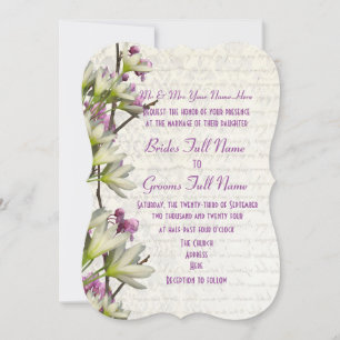 Invitación mauve femenina bonito y boda floral blanca