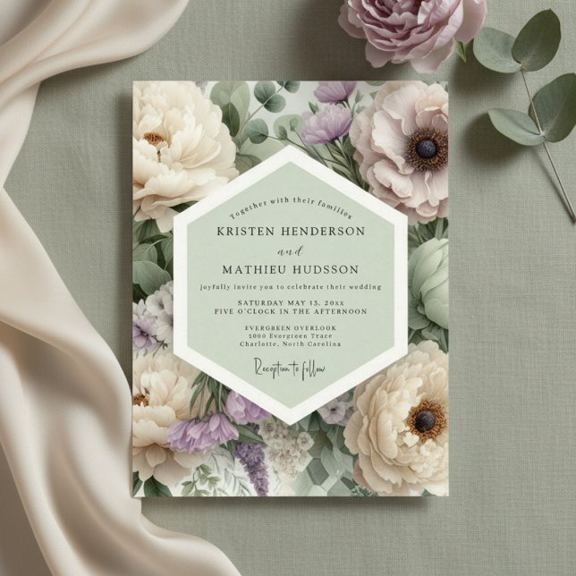 Invitación Mauve Floral Botanical Romance Wedding (Subido por el creador)