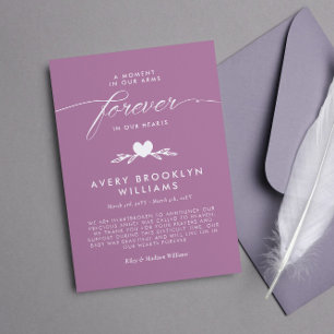 Invitación Mauve Forever En Nuestro Corazón Memorial Del Bebé