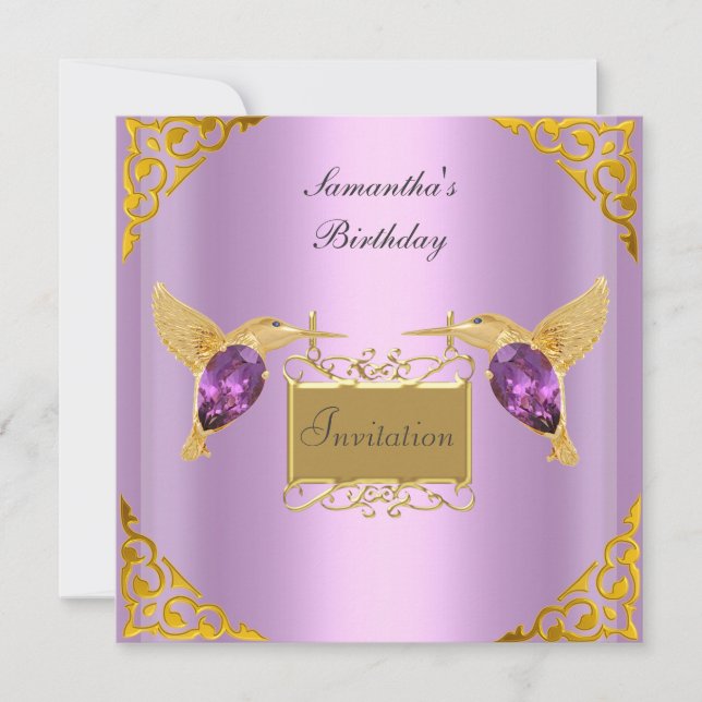 Invitación Mauve Gold Jewel Birds (Anverso)