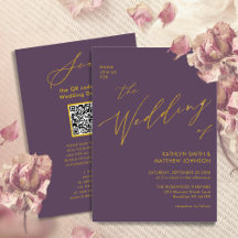 Mauve Gold QR Code Todo En Una Elegante Boda