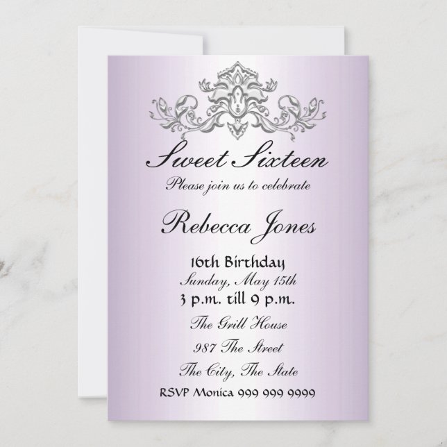Invitación Mauve Invitation Sweet 16 (Anverso)