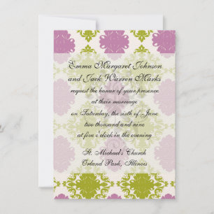 Invitación mauve lavender lima verde diamante blanco damasco