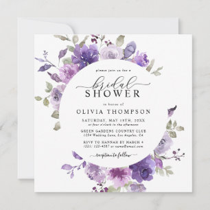 Invitación Mauve Lilac Dusty Morple Floral Bridal Shower