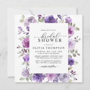 Invitación Mauve Lilac Morple Floral Watercolor Británico