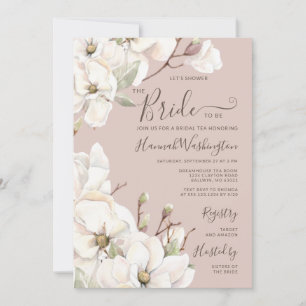 Invitación Mauve Magnolia Flor Tea de novia