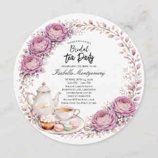 Invitación Mauve Palette Tea Party Bridal Shower