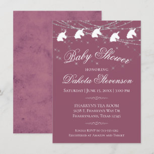 Invitación Mauve PInk Baby Shower Iluminación de cadena de