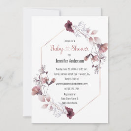 Invitación Mauve Pink Floral Botánica Baby Shower