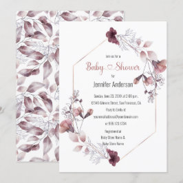 Invitación Mauve Pink Floral Botánica Baby Shower
