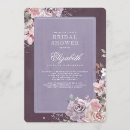 Invitación Mauve Plum Lilac Vintage Floral Bridal Shower