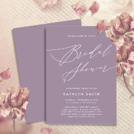 Invitación Mauve Purple Elegant Script Moderno Ducha Nodal