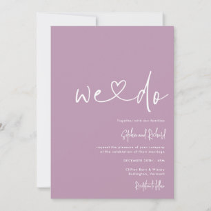 Invitación Mauve Purple Guión Minimalista Boda moderno