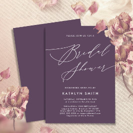 Invitación Mauve Purple Modern Minimalista Bridal Shower