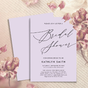 Invitación Mauve Purple Morple Moderno Script Simple Bridal S