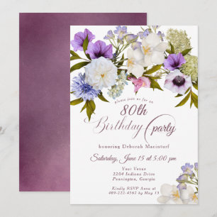Invitación Mauve Púrpura Jardín de la Abuela 80º