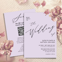 Invitación Mauve QR Code Todo En Un Elegante Boda De Guión