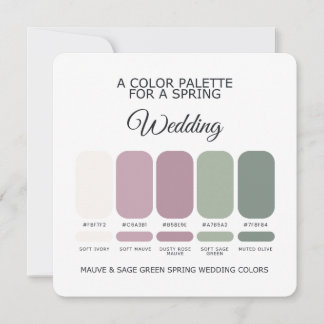 Invitación Mauve Sage Green Spring Wedding Palette 2026 Card