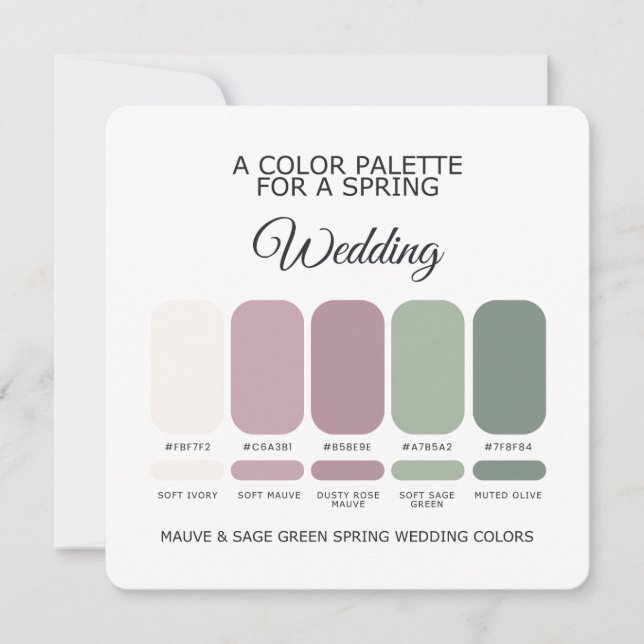 Invitación Mauve Sage Green Spring Wedding Palette 2026 Card (Anverso)