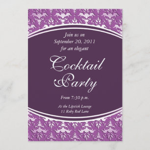 Invitación Mauve Ultra Elegante - Damasco Estampado en Plata