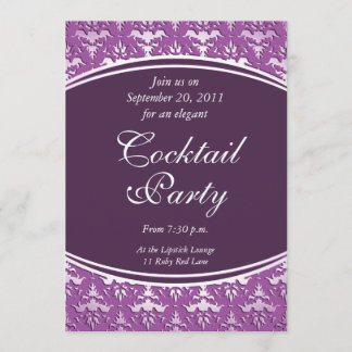 Invitación Mauve Ultra Elegante - Damasco Estampado en Plata