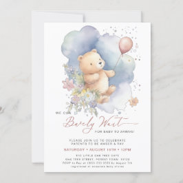 Invitación Mauve We Can Bearly Wait Chica Baby Shower
