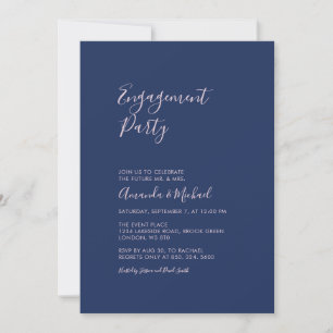 Invitación Mauve y Azul Marino   Fiesta de Compromiso Minimal