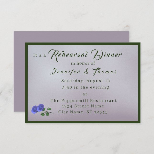 Invitación Mauve y Ensayo Verde Católico De La Cena Inv (Anverso / Reverso)