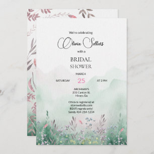 Invitación Mauve y Mint Meadow Bridal Shower