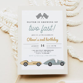 Invitación MAVERICK Pastel Race Car Two Fast 2º cumpleaños
