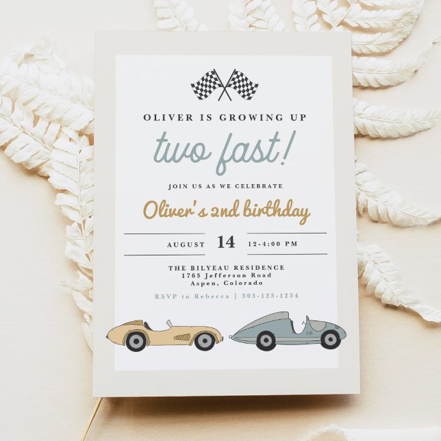 Invitación MAVERICK Pastel Race Car Two Fast 2º cumpleaños (Subido por el creador)