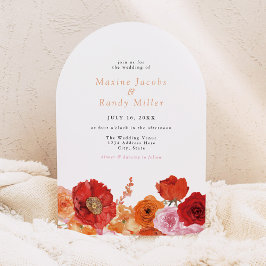 Invitación MAX Boda arcaico floral de cobalto y fucsia