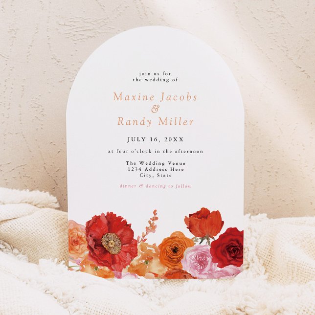 Invitación MAX Boda arcaico floral de cobalto y fucsia (Subido por el creador)