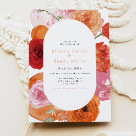Invitación MAX Boda floral negrita de fucsia y cobalto