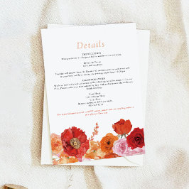 Invitación MAX Bold Fuchsia & Naranja Floral Details Card
