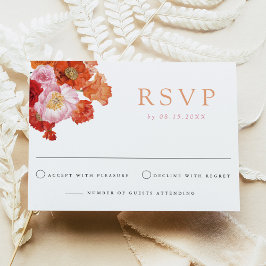 Invitación MAX Bold Fuchsia & Naranja Floral RSVP Card