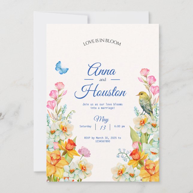 Invitación máxima a la boda de flores (Anverso)