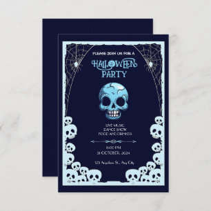 Invitación Mayhem iluminado por la luna: Halloween azul y neg